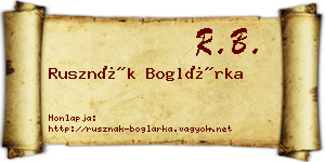 Rusznák Boglárka névjegykártya